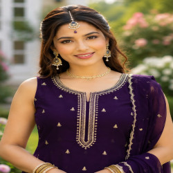Rooh Premium Georgette Embroidered Kurta Pant Set with Dupatta